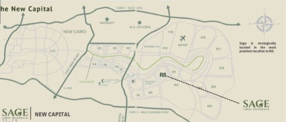 كمبوند ساج ليكس ريزيدنس العاصمة الإدارية في قلب الـR8